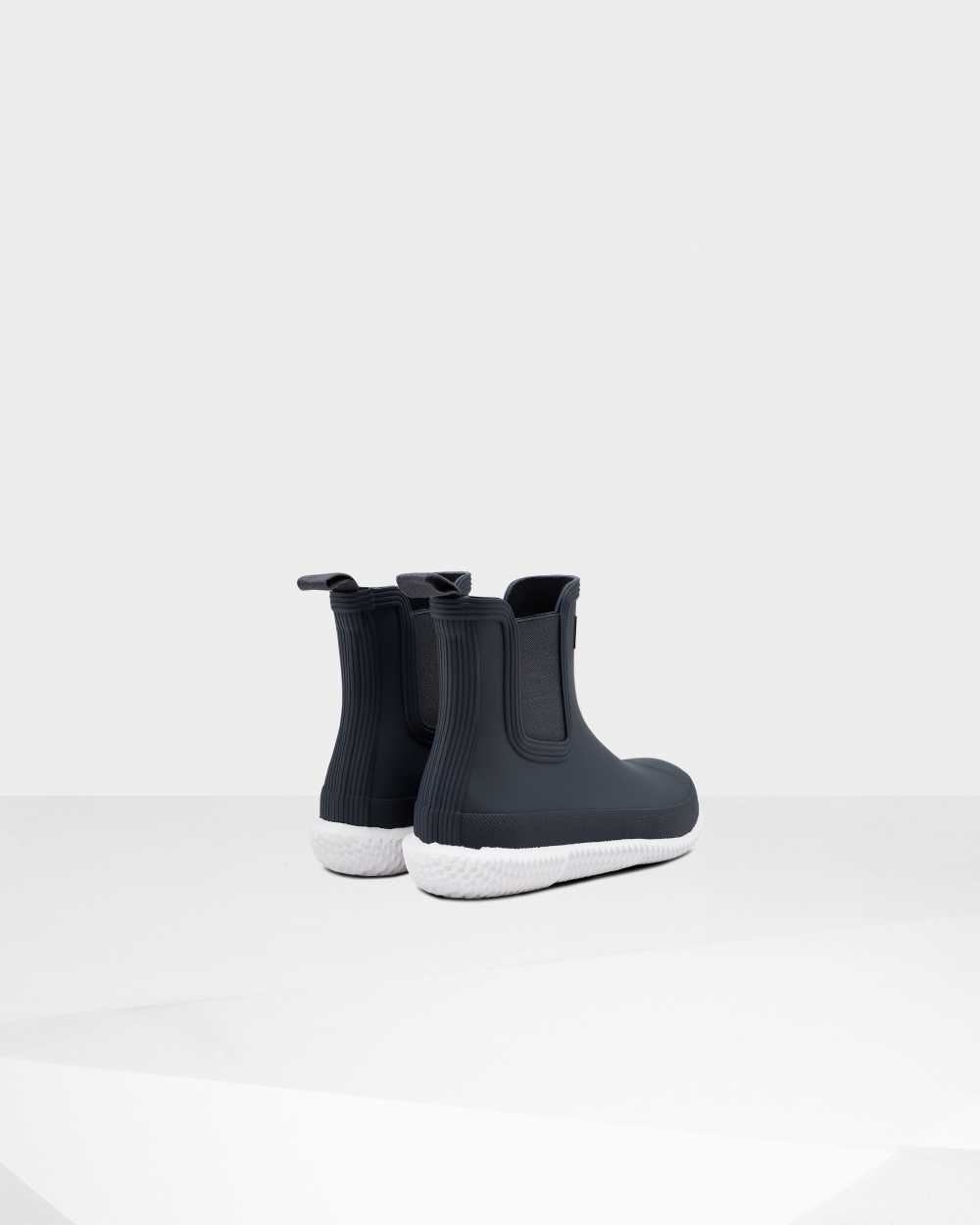 Hunter Original Flat Heel Calendar Sole Women's Chelsea Boots NZ-35908S Navy/White